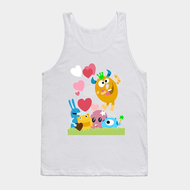 Cute monsters group in love with pink heart. Tank Top by 9georgeDoodle